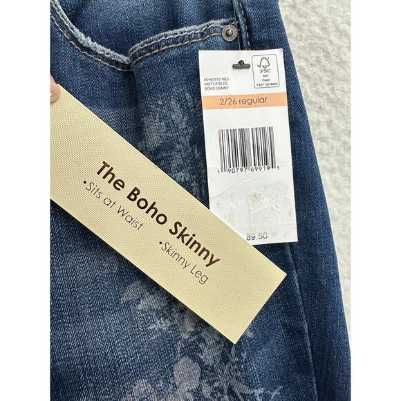 Vintage America Boho Floral-Print Skinny Ankle Misty Fields 2/26 Regular - Picture 4 of 10